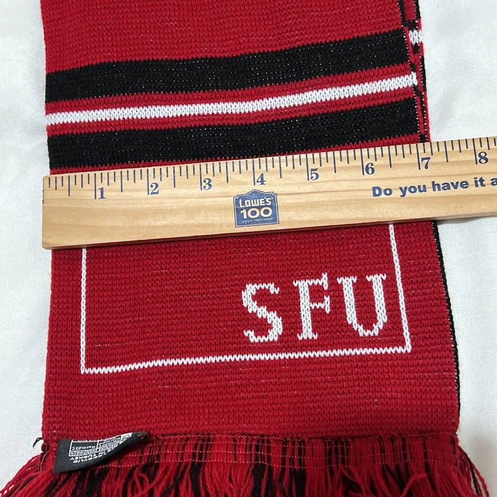 SFU Simon Fraser Beedie School Of Business Red White Scarf Tassels Double Lined